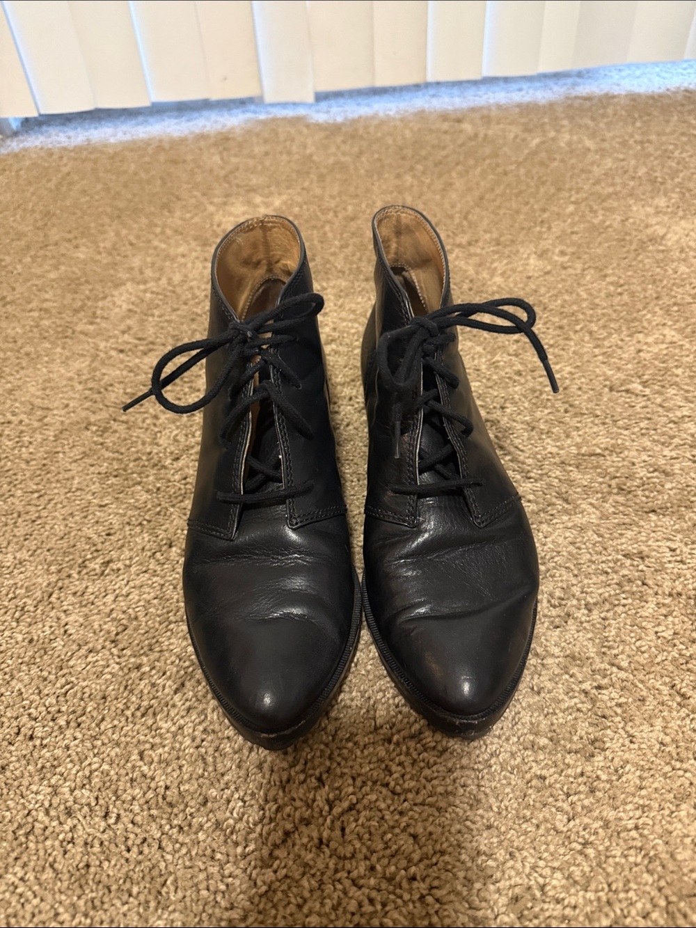 Women’s Frye Black Leather Lace-Up Boots